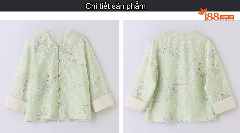 Bộ Quần Áo Nữ Phong Cách Trung Hoa Áo Khoác Quần Short Set Trang Phục Hàng Ngày Màu Hồng, Trắng, Xanh chi tiết 32