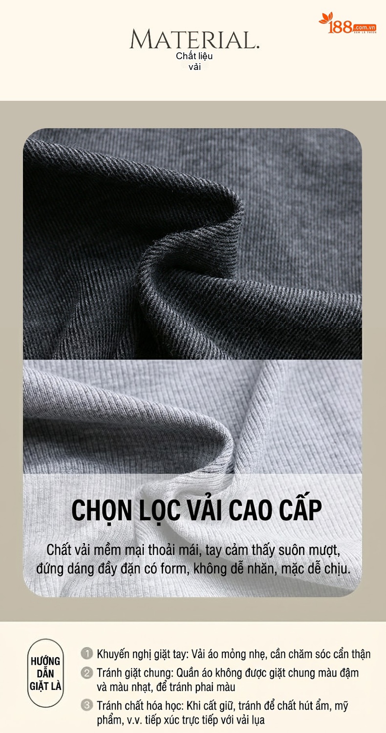 Bộ Quần Áo Nữ Thu Đông Dáng Rộng Tay Dài Thiết Kế Giả Hai Lớp Màu Xám chi tiết 7