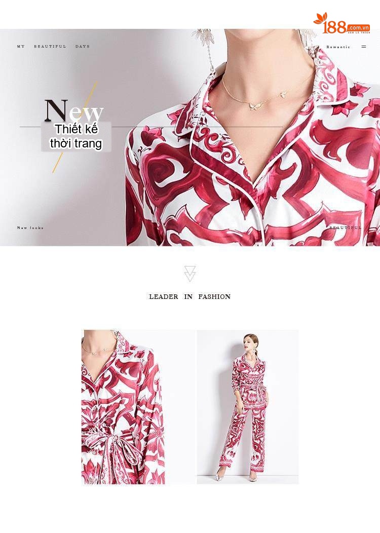 Bộ Quần Áo Nữ Thu Đông Họa Tiết In Hoa Tay Dài Dáng Rộng Quần Dài Lưng Cao Màu Trắng, Đỏ, Xanh chi tiết 2