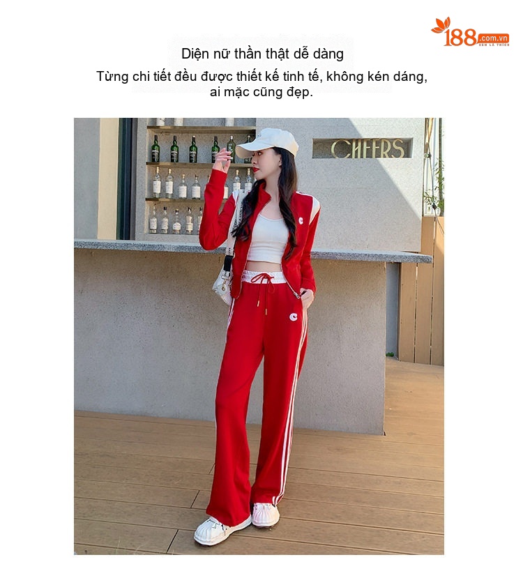 Bộ quần áo thể thao nữ dáng rộng lót lông giữ ấm chi tiết 3
