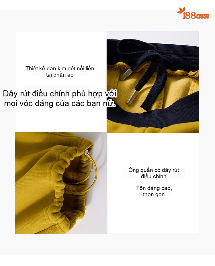 Bộ quần áo thể thao nữ dệt kim cổ lọ lót lông dày dặn chi tiết 12