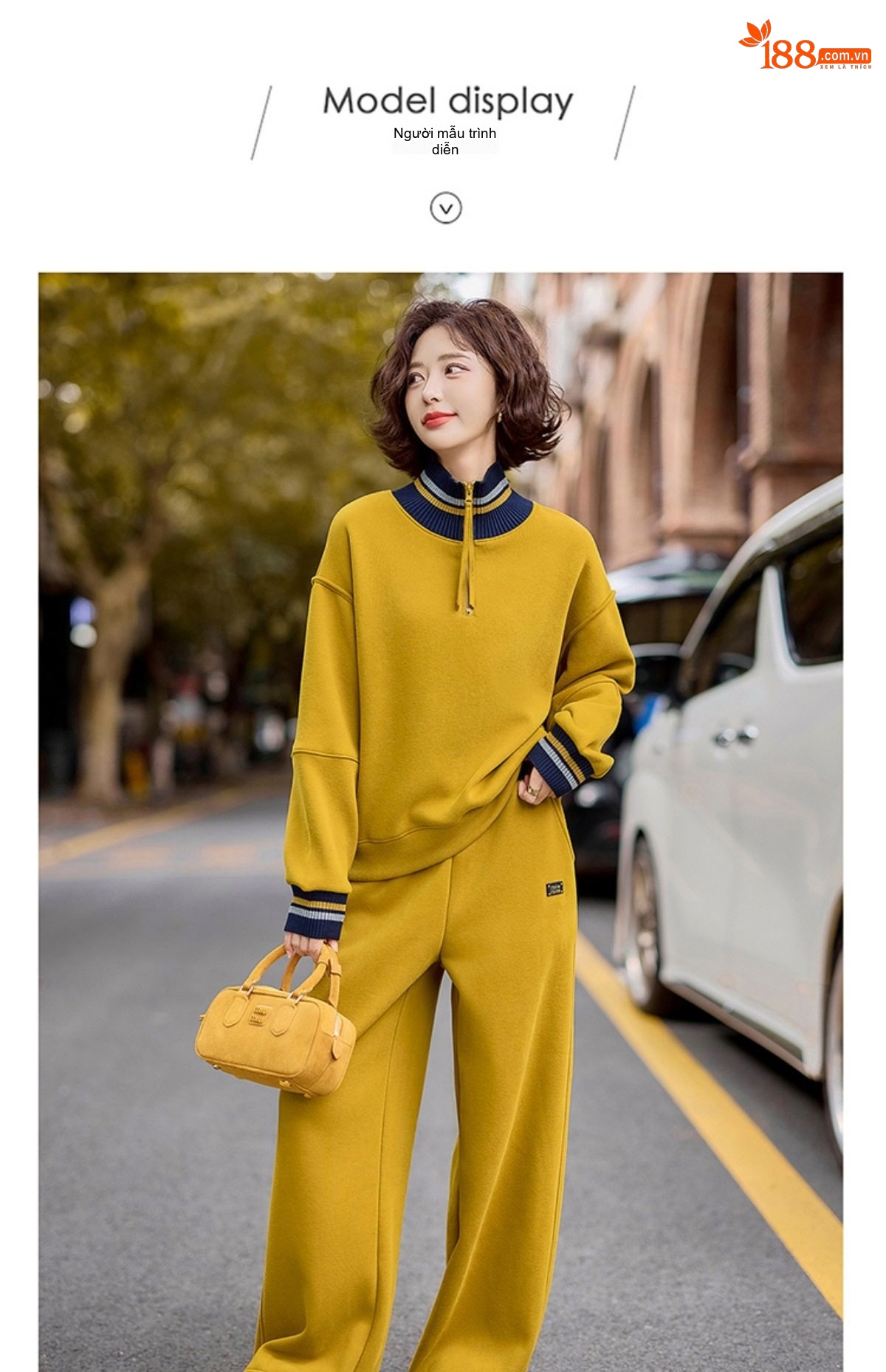 Bộ quần áo thể thao nữ dệt kim cổ lọ lót lông dày dặn chi tiết 19