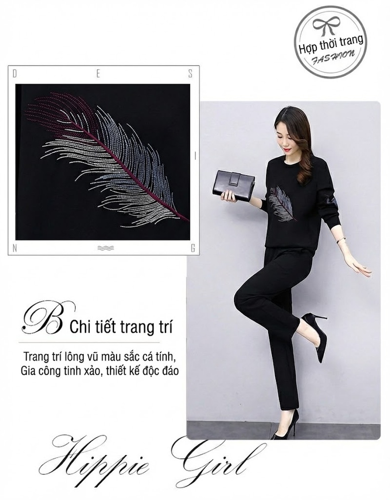 Bộ quần áo thu đông nữ dáng thể thao thiết kế thanh lịch chi tiết 6