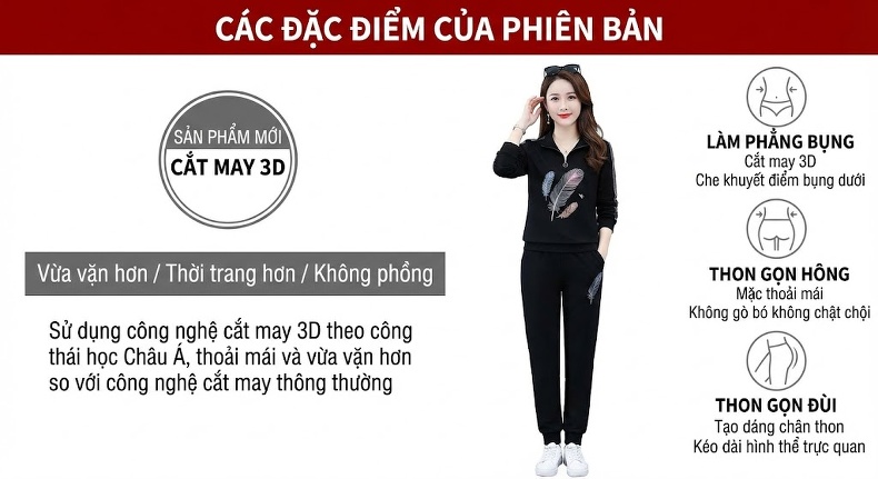 Bộ quần áo thu đông nữ dáng thể thao thiết kế thanh lịch chi tiết 4