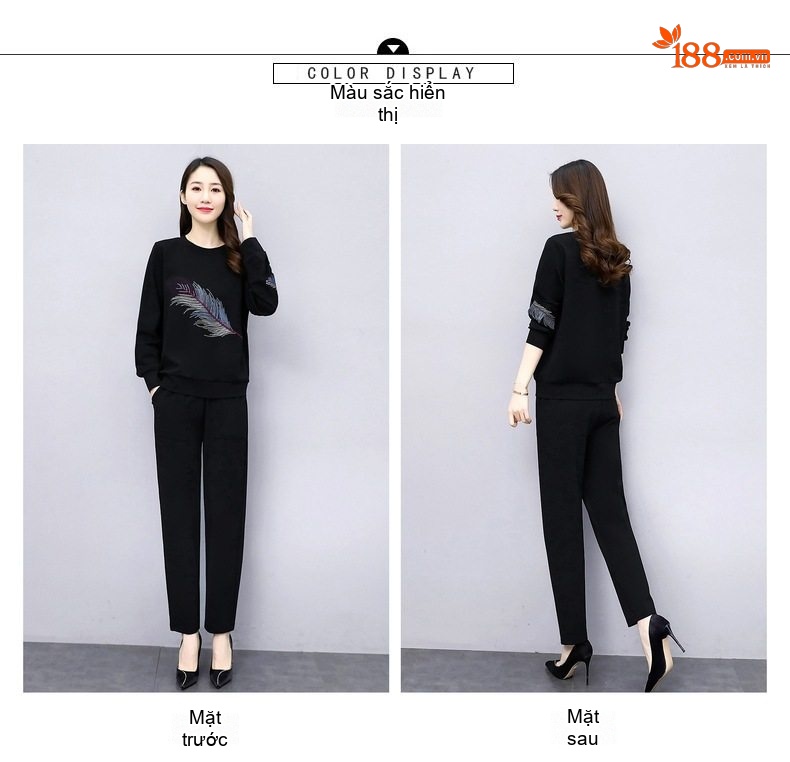 Bộ quần áo thu đông nữ dáng thể thao thiết kế thanh lịch chi tiết 10