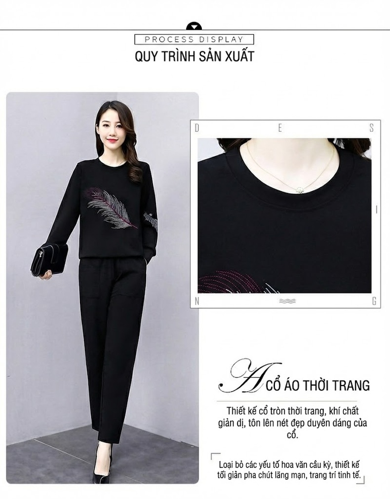 Bộ quần áo thu đông nữ dáng thể thao thiết kế thanh lịch chi tiết 5