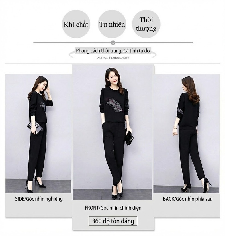 Bộ quần áo thu đông nữ dáng thể thao thiết kế thanh lịch chi tiết 1