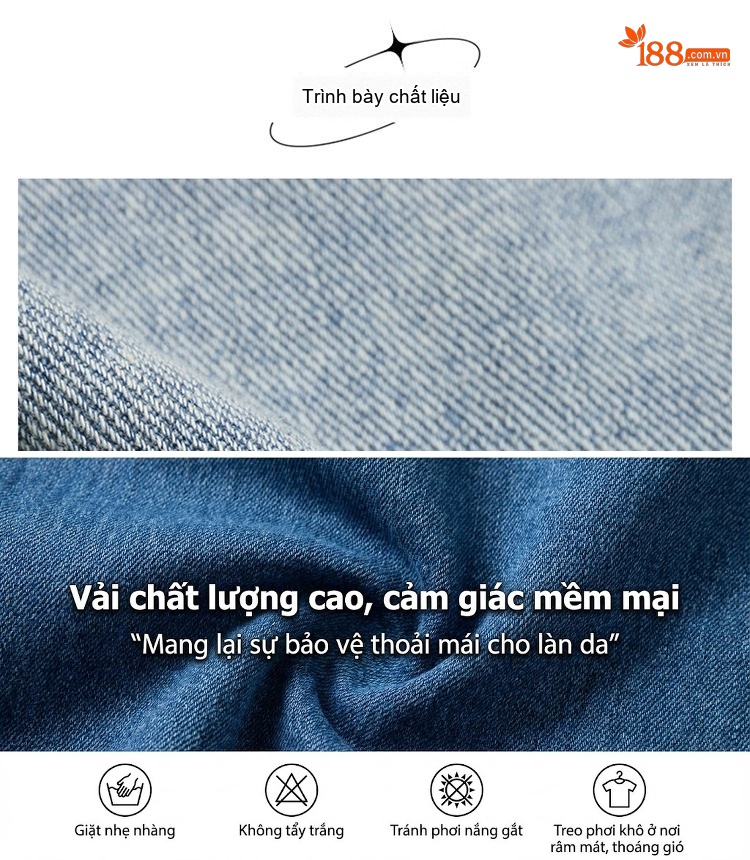 Bộ Set Áo Khoác Jean và Quần Jean Dáng Rộng Phong Cách Tiểu Thư Màu Xanh Jean chi tiết 9