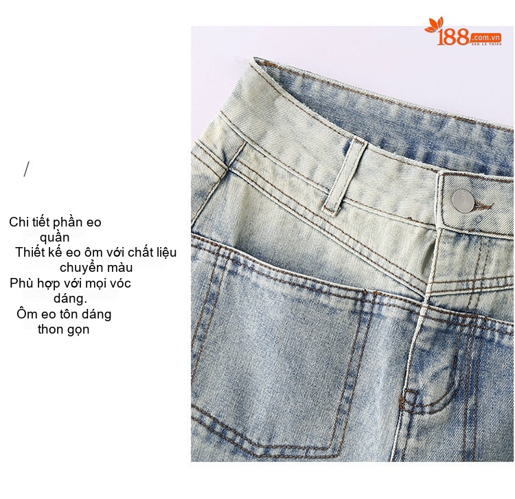 Bộ Set Áo Khoác Jean và Quần Jean Dáng Rộng Phong Cách Tiểu Thư Màu Xanh Jean chi tiết 7