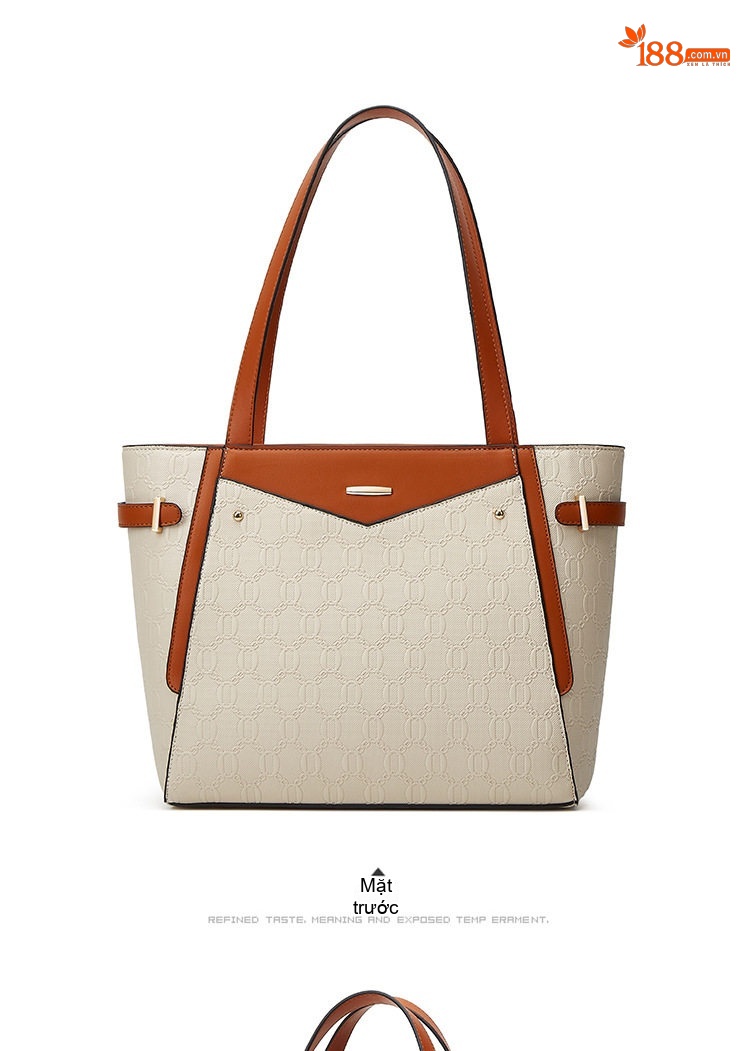 Bộ Túi Tote Nữ Thời Trang Phong Cách Vintage Gồm 3 Món Màu Nâu, Đen, Trắng Kem... chi tiết 12