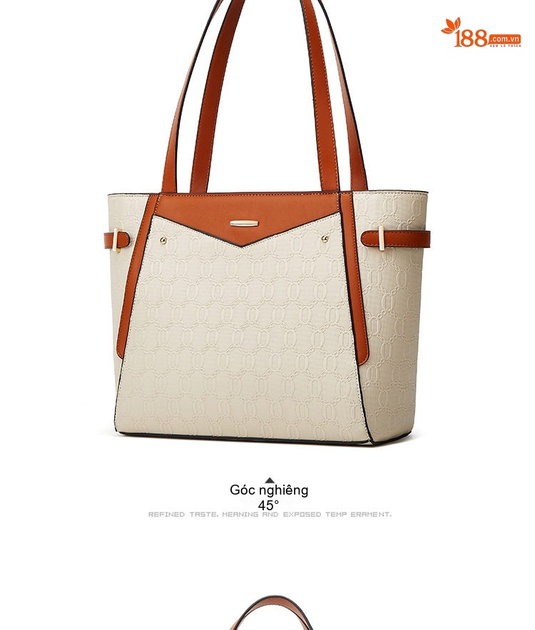 Bộ Túi Tote Nữ Thời Trang Phong Cách Vintage Gồm 3 Món Màu Nâu, Đen, Trắng Kem... chi tiết 13
