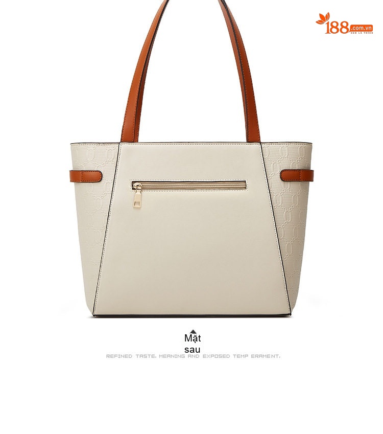 Bộ Túi Tote Nữ Thời Trang Phong Cách Vintage Gồm 3 Món Màu Nâu, Đen, Trắng Kem... chi tiết 14