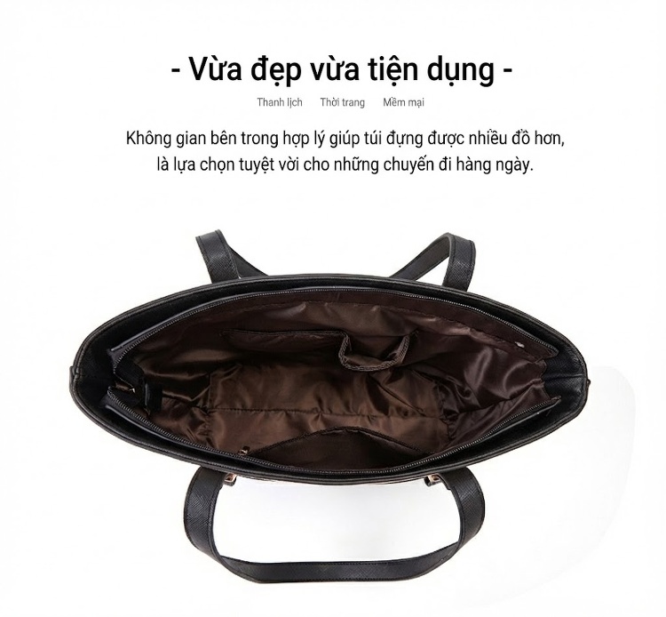 Bộ Túi Xách Nữ 3 Món Da Bóng Đeo Vai, Đeo Chéo, Xách Tay Màu Nâu, Đen, Đỏ, Hồng... chi tiết 10