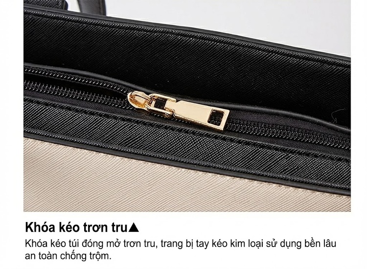 Bộ Túi Xách Nữ 3 Món Da Bóng Đeo Vai, Đeo Chéo, Xách Tay Màu Nâu, Đen, Đỏ, Hồng... chi tiết 19