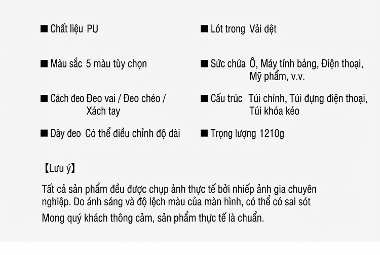 Bộ Túi Xách Nữ 3 Món Lớn Nhỏ Phong Cách Thời Trang Màu Nâu, Đen, Kem, Đỏ chi tiết 6