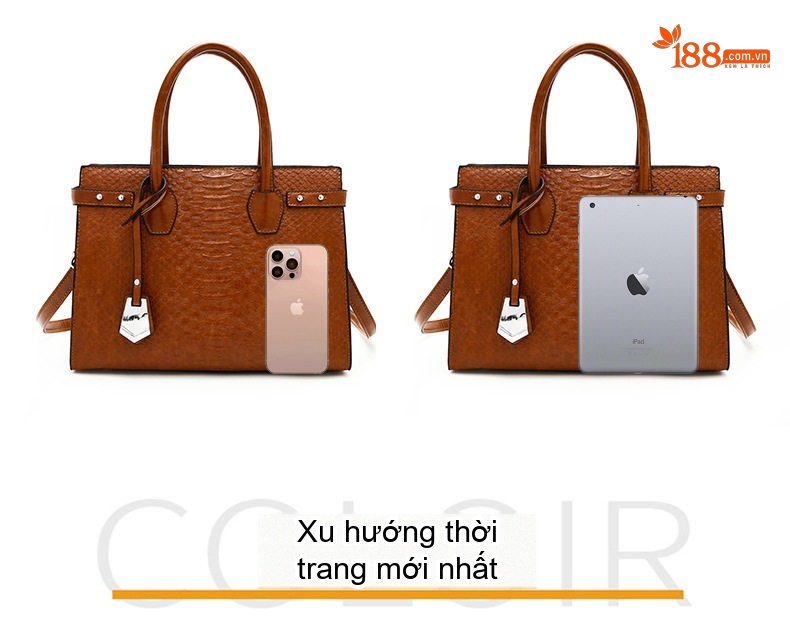 Bộ Túi Xách Nữ 3 Món Vân Cá Sấu Đeo Vai, Xách Tay Màu Đen, Nâu, Cam, Đỏ chi tiết 12