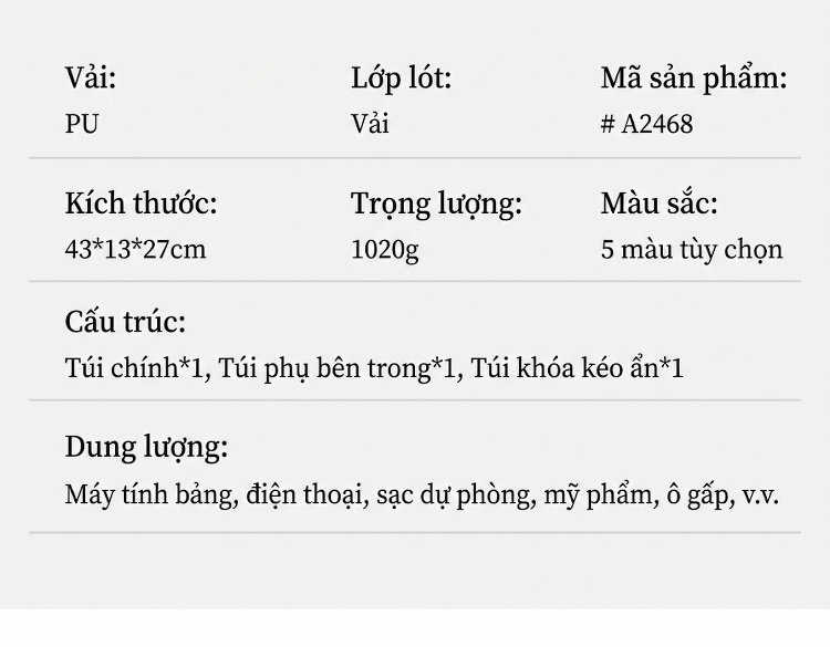 Bộ Túi Xách Nữ 4 Món Thời Trang, Túi Đeo Vai, Túi Tote Lớn Màu Kem, Nâu, Đen chi tiết 5