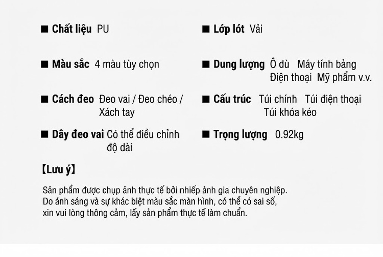 Bộ Túi Xách Nữ Da Bóng 3 Món Thời Trang Công Sở Màu Đen, Nâu, Xám chi tiết 5