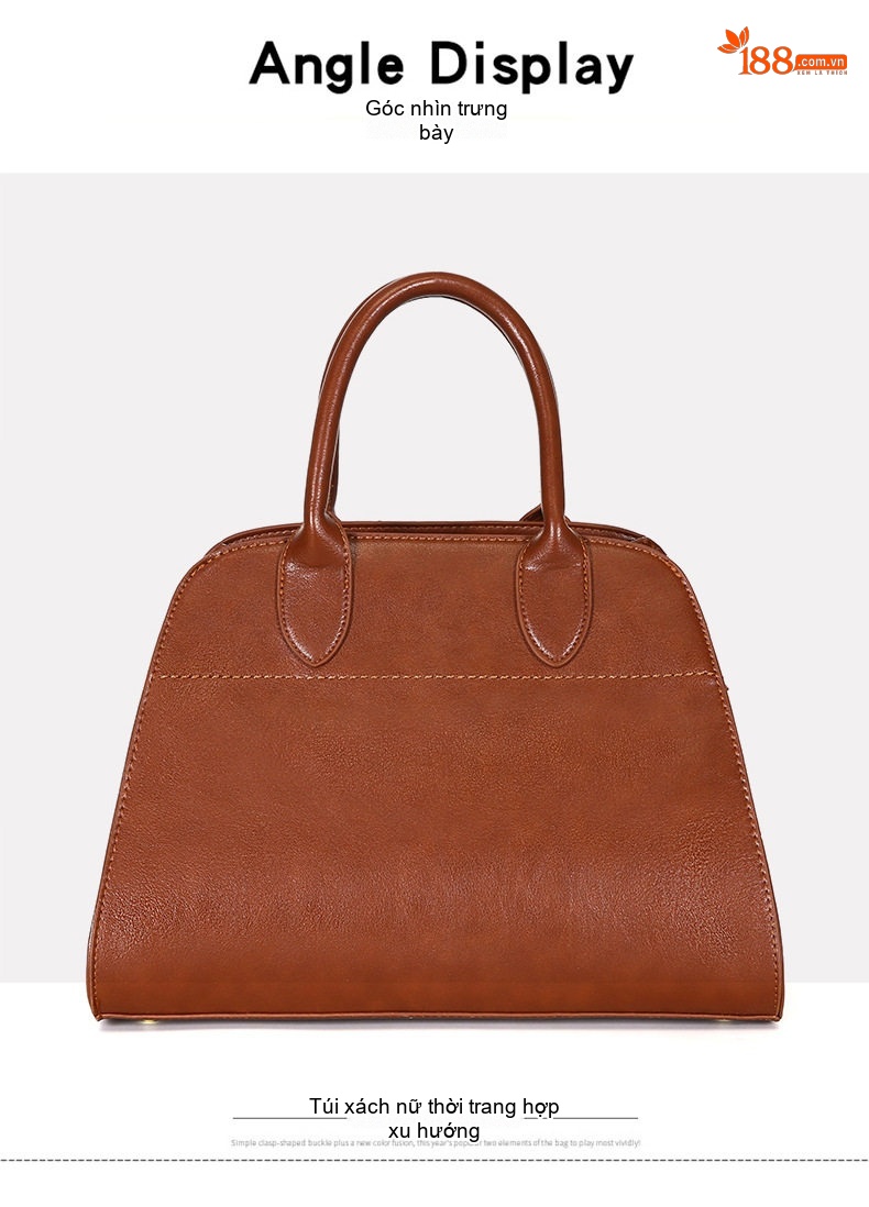 Bộ Túi Xách Nữ Da Bóng Cỡ Lớn Vintage Đeo Vai Màu Nâu, Đỏ Rượu, Đen chi tiết 16