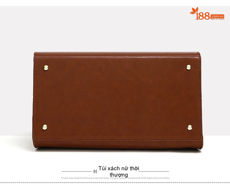 Bộ Túi Xách Nữ Da Bóng Cỡ Lớn Vintage Đeo Vai Màu Nâu, Đỏ Rượu, Đen chi tiết 18