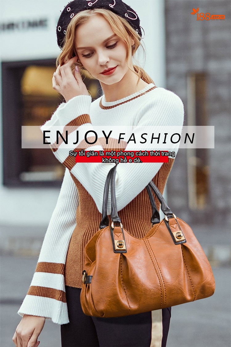 Bộ Túi Xách Nữ Da Bóng Vintage 3 Món Phong Cách Âu Mỹ Màu Đen, Nâu, Xanh Rêu chi tiết 1