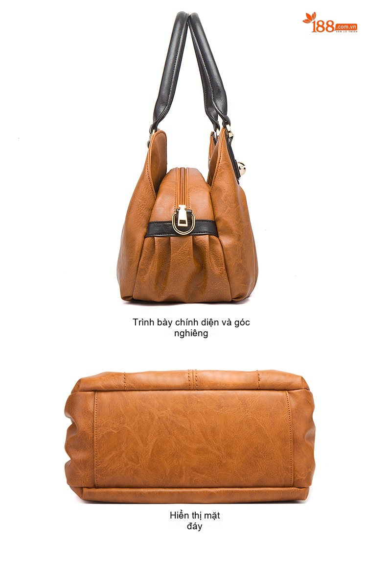 Bộ Túi Xách Nữ Da Bóng Vintage 3 Món Phong Cách Âu Mỹ Màu Đen, Nâu, Xanh Rêu chi tiết 16