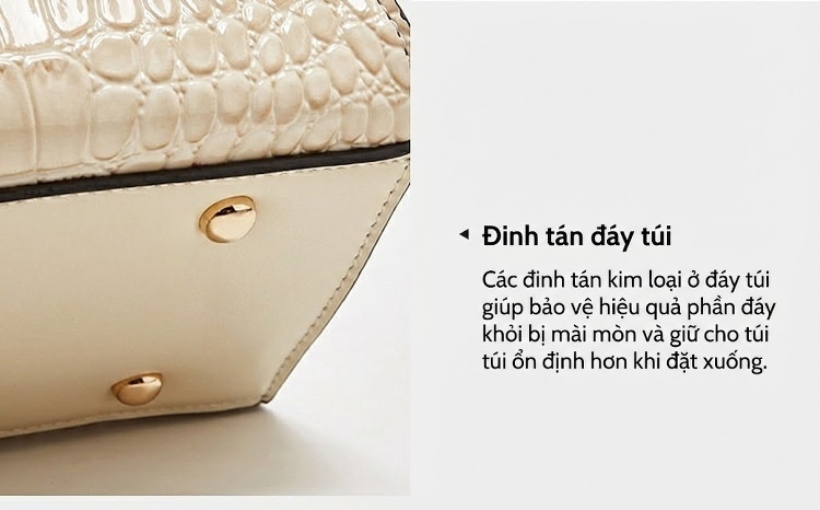 Bộ Túi Xách Nữ Da Vân Cá Sấu Lớn 3 Món Đeo Vai, Đeo Chéo Màu Kem, Hồng, Đen chi tiết 10