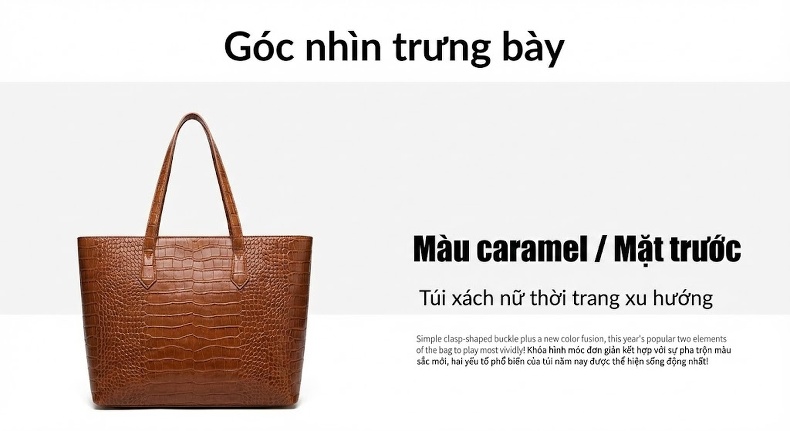 Bộ Túi Xách Nữ Đeo Vai, Đeo Chéo, Xách Tay 3 Chiếc Da Bóng Thời Trang - Nâu, Trắng, Đen chi tiết 18