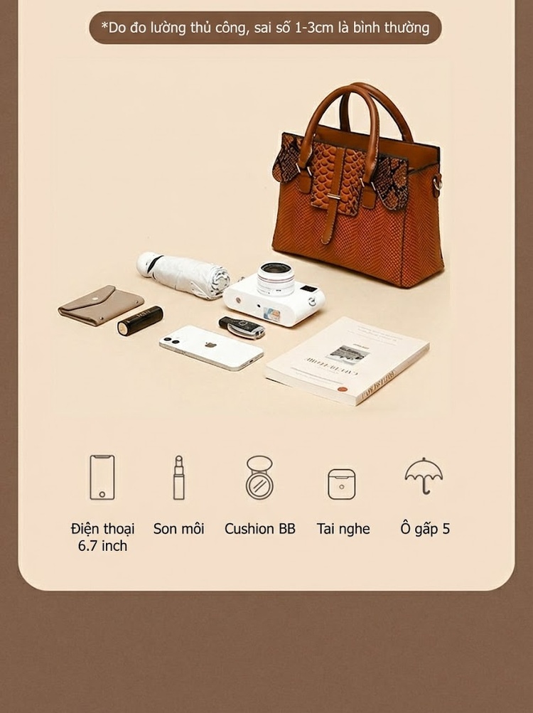 Bộ Túi Xách Nữ Đeo Vai Xách Tay Da Bóng Phong Cách Retro Châu Âu Màu Nâu, Xanh Lá, Đỏ, Đen... chi tiết 4