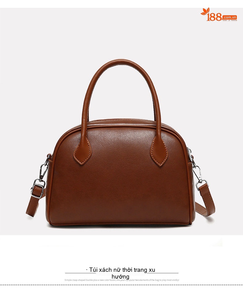 Bộ Túi Xách Tay Nữ Ba Món Kèm Móc Treo Phong Cách Thời Trang Da Bóng Màu Đen, Nâu, Đỏ chi tiết 17