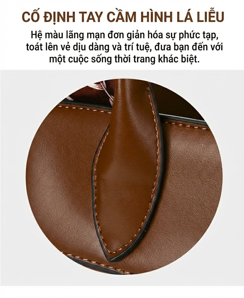 Bộ Túi Xách Tay và Ví Nữ Da Bóng Đeo Vai Kèm Khăn Lụa Lớn Màu Nâu, Kem, Đỏ, Đen... chi tiết 6