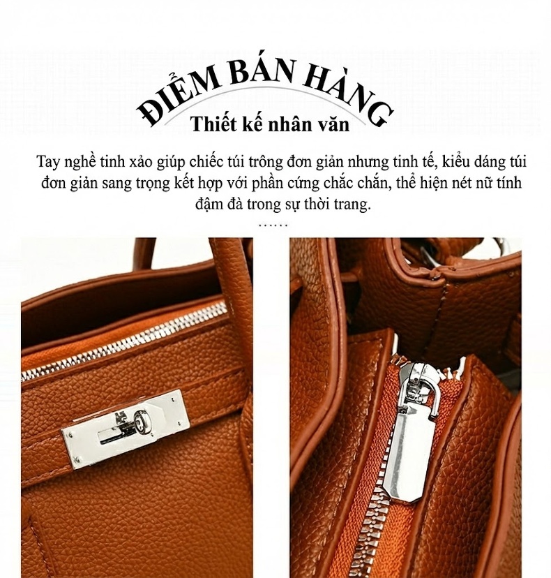 Bộ Túi Xách Tay và Ví Nữ Da Bóng Đeo Vai Thời Trang chi tiết 6