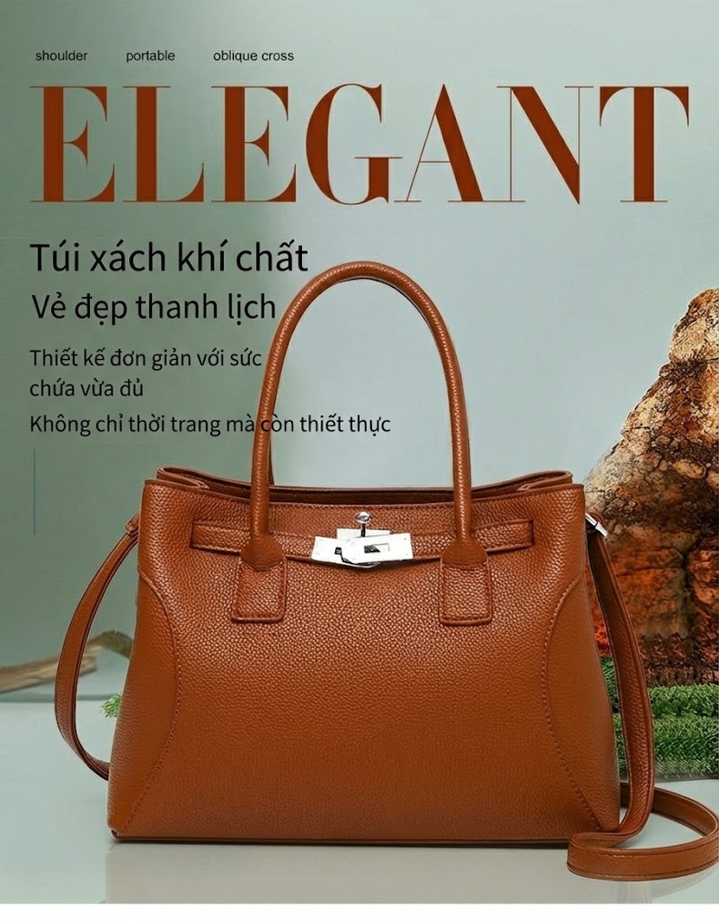 Bộ Túi Xách Tay và Ví Nữ Da Bóng Đeo Vai Thời Trang chi tiết 1