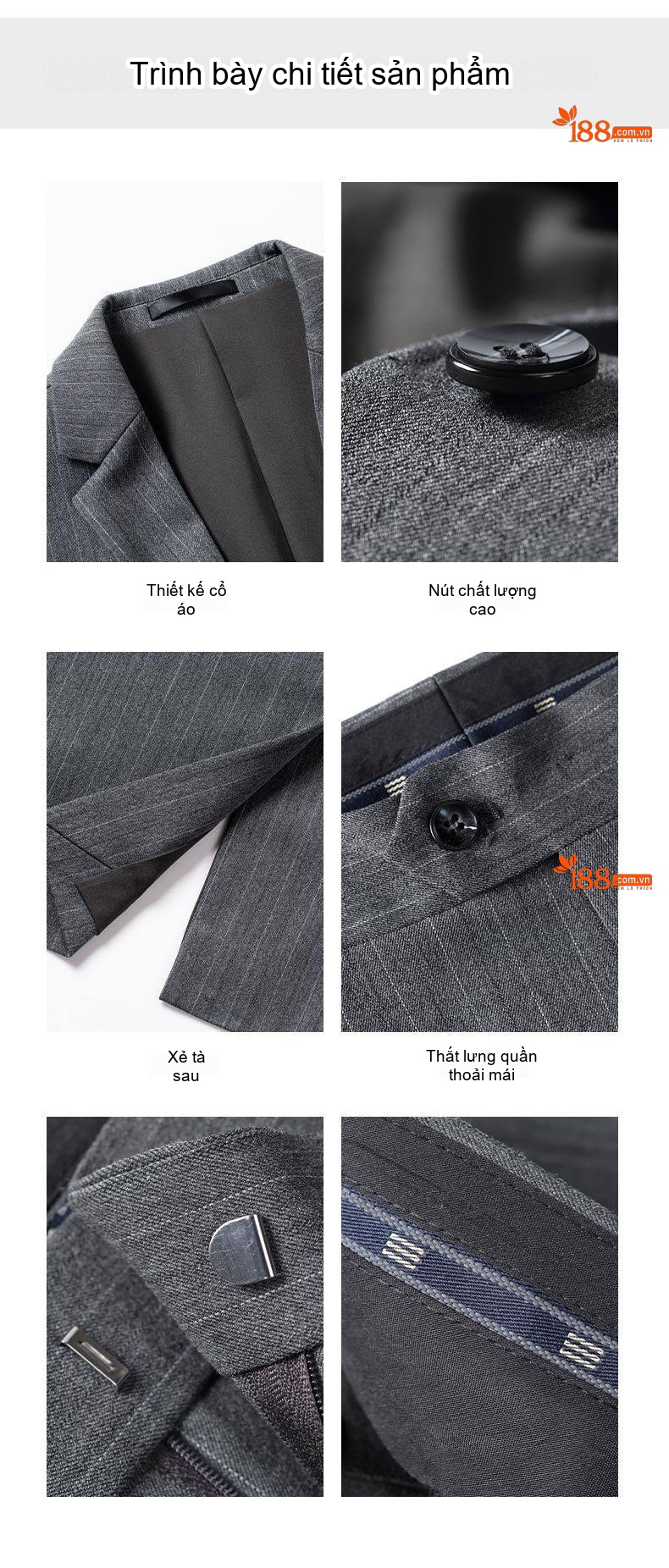 Bộ Vest Công Sở Dài Tay Kẻ Sọc Dáng Ôm Cho Nam và Nữ Màu Xám chi tiết 15