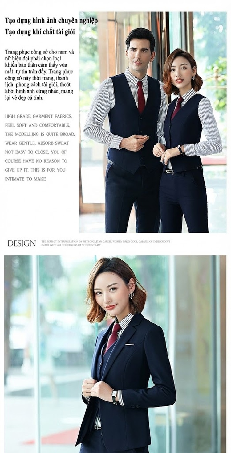 Bộ Vest Công Sở Dài Tay Phong Cách Hàn Quốc Màu Đen, Xanh Dương, Đỏ chi tiết 16