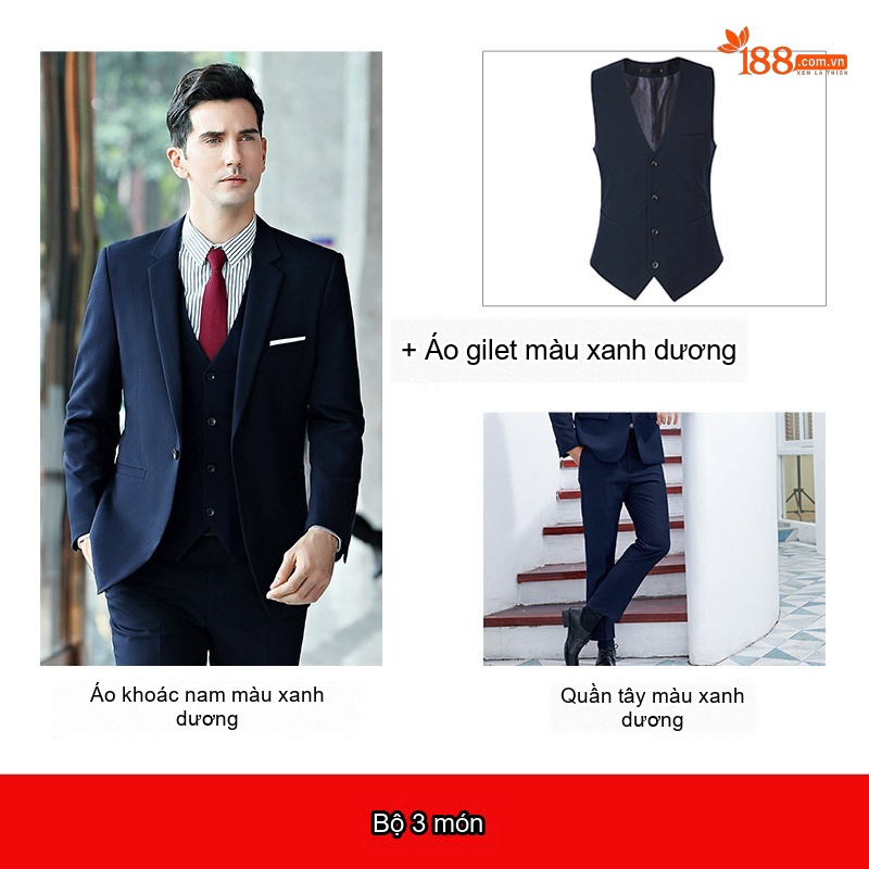 Bộ Vest Công Sở Dài Tay Phong Cách Hàn Quốc Màu Đen, Xanh Dương, Đỏ