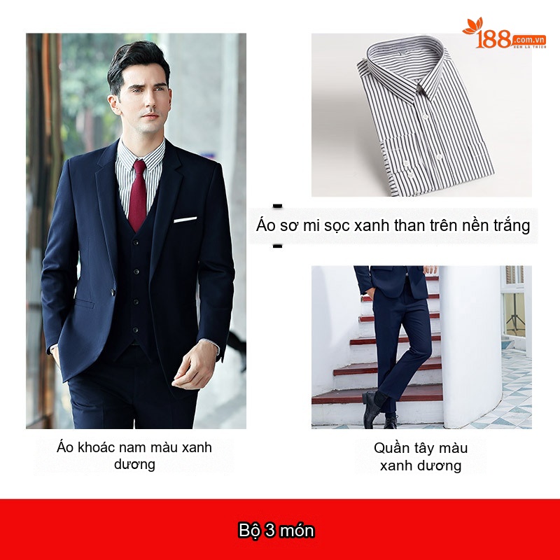 Bộ Vest Công Sở Dài Tay Phong Cách Hàn Quốc Màu Đen, Xanh Dương, Đỏ