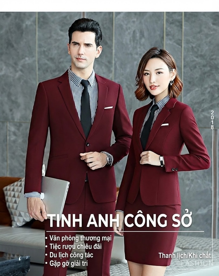 Bộ Vest Công Sở Dài Tay Phong Cách Hàn Quốc Màu Đen, Xanh Dương, Đỏ chi tiết 3