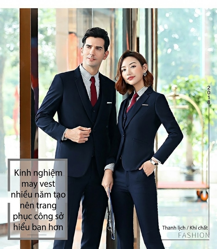 Bộ Vest Công Sở Dài Tay Phong Cách Hàn Quốc Màu Đen, Xanh Dương, Đỏ chi tiết 5