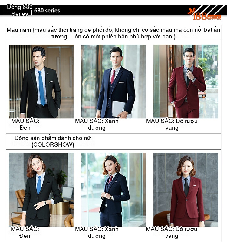 Bộ Vest Công Sở Dài Tay Phong Cách Hàn Quốc Màu Đen, Xanh Dương, Đỏ chi tiết 6