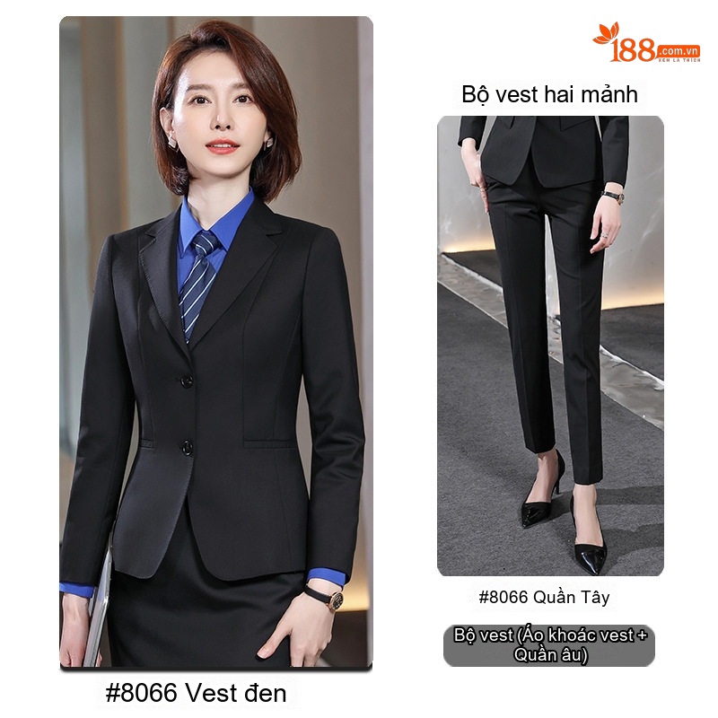 Bộ Vest Công Sở Nam Nữ Dáng Ôm Len Lông Cừu 70 Hai Nút Màu Đen, Xám