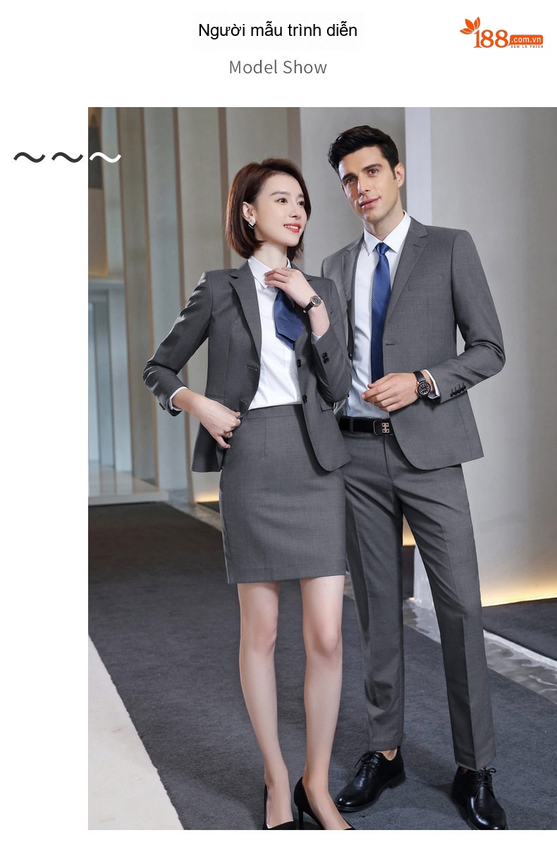Bộ Vest Công Sở Nam Nữ Dáng Ôm Len Lông Cừu 70 Hai Nút Màu Đen, Xám chi tiết 13