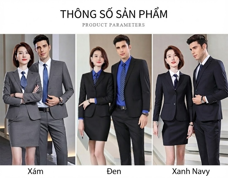 Bộ Vest Công Sở Nam Nữ Dáng Ôm Len Lông Cừu 70 Hai Nút Màu Đen, Xám chi tiết 7