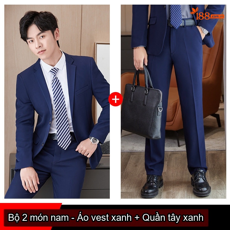 Bộ Vest Công Sở Nam Nữ Dày Dặn Lót Lông Màu Đen, Xanh Navy