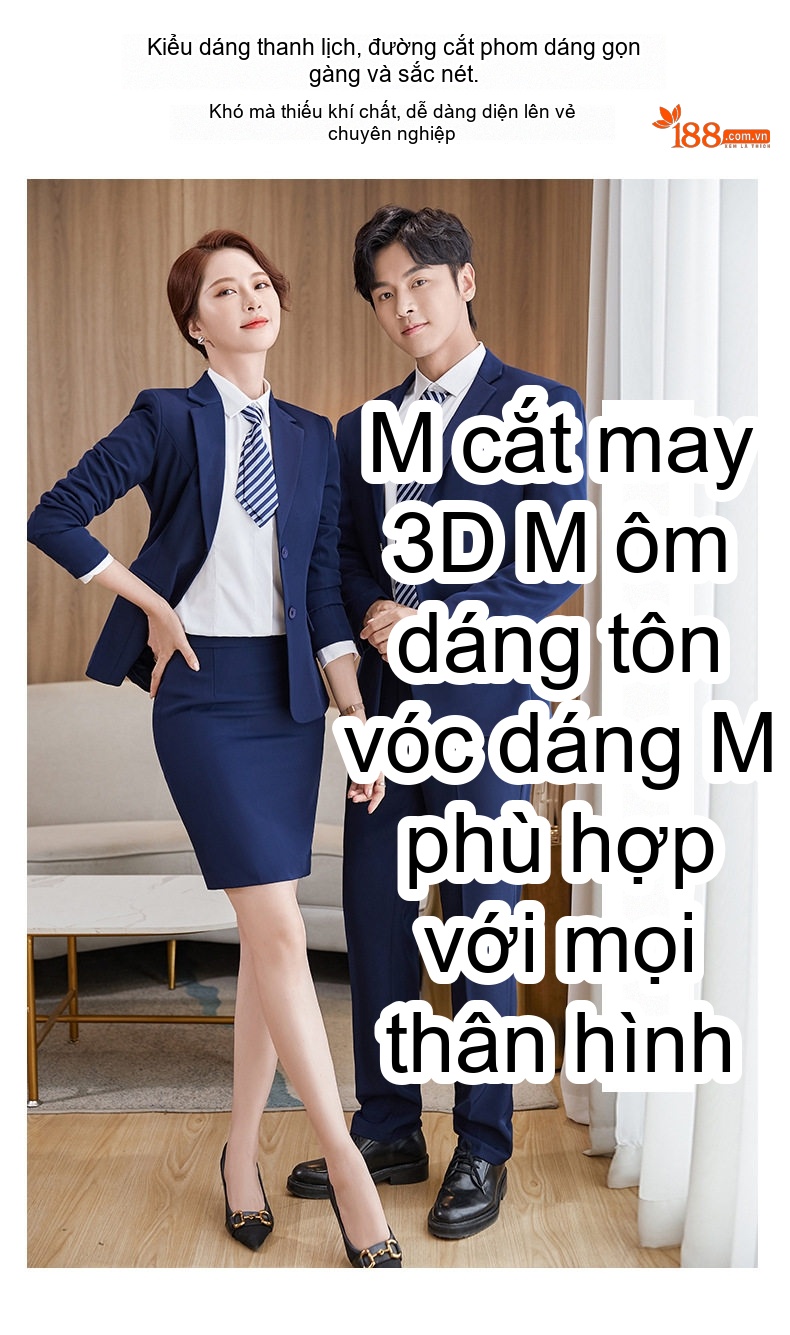Bộ Vest Công Sở Nam Nữ Dày Dặn Lót Lông Màu Đen, Xanh Navy chi tiết 4