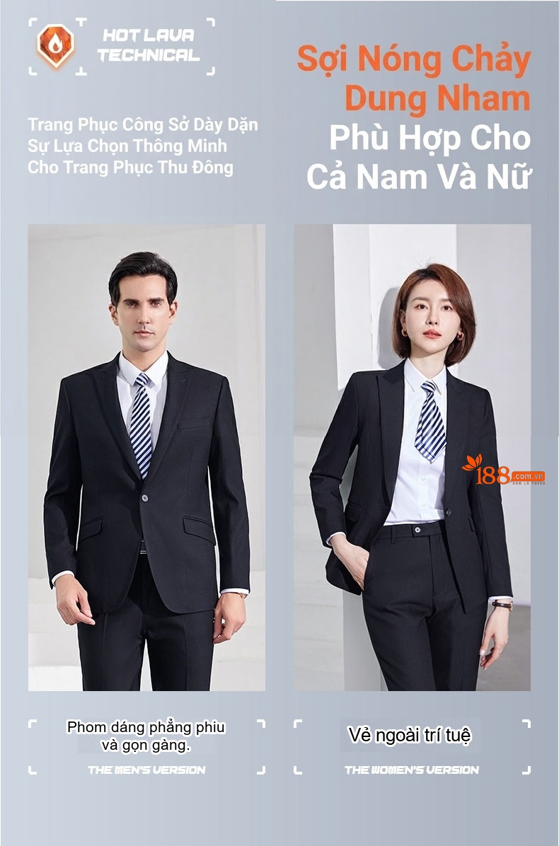 Bộ Vest Công Sở Nam Nữ Màu Xanh Than chi tiết 18