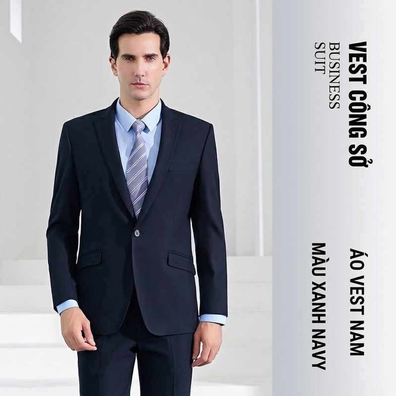 Bộ Vest Công Sở Nam Nữ Màu Xanh Than