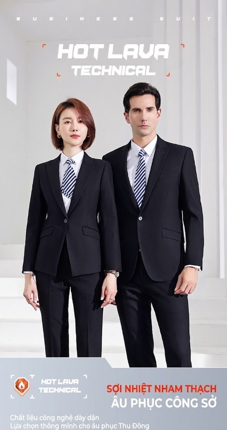 Bộ Vest Công Sở Nam Nữ Màu Xanh Than chi tiết 2