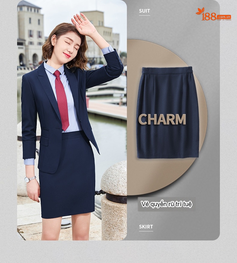 Bộ Vest Công Sở Nam Nữ Quần Dài Tay Dài Màu Đen, Xanh Navy chi tiết 17