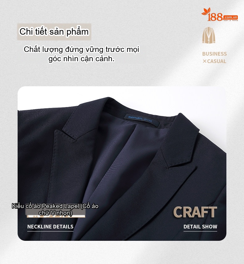 Bộ Vest Công Sở Nam Nữ Quần Dài Tay Dài Màu Đen, Xanh Navy chi tiết 19